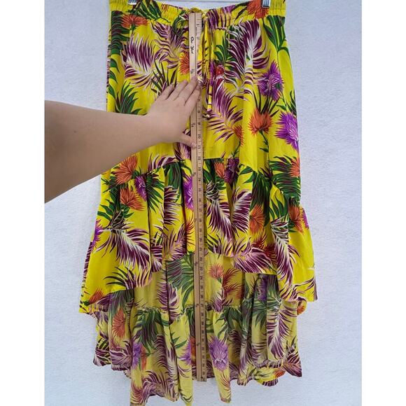 Free Generation High Low Skirt Women SMALL Yellow Tropical Summer Vacation - Picture 7 of 8